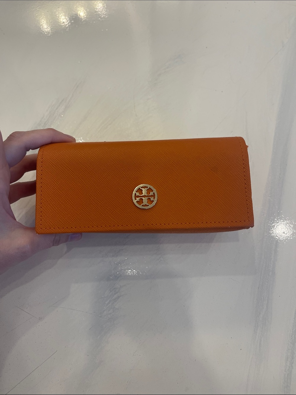 Tory Burch Orange Leather Sunglasses case